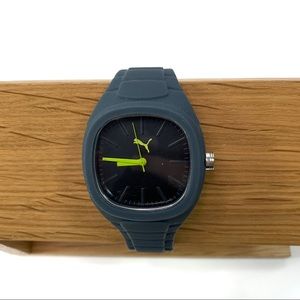 Puma dark grey rubber watch with lime green accent